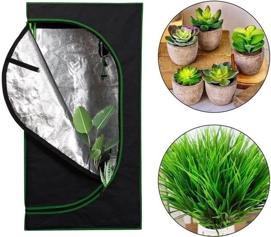 EINFEBEN Grow Tent Growbox, 120 x 60 x 180 cm, kweekkast voor Homegrow, binnentent, kweekruimte, lichtdicht en waterdicht, zwart en groen