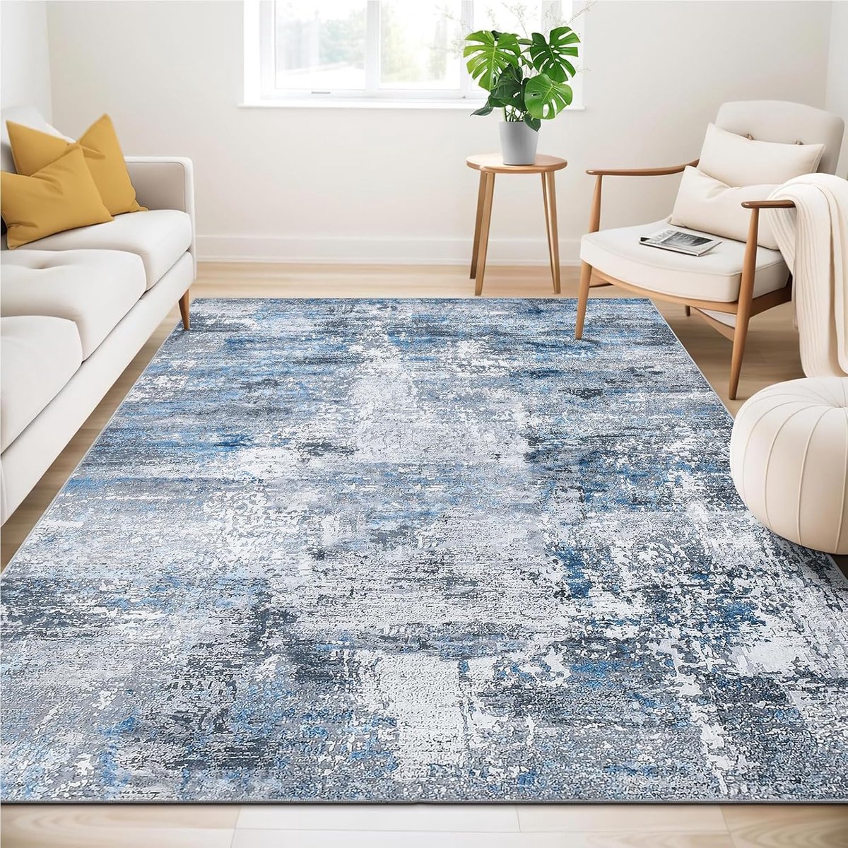 Goodivery ® Vintage Design Woonkamer Vloerkleed, 160 x 230 cm, Blauw/Grijs, Wasbaar en Antislip