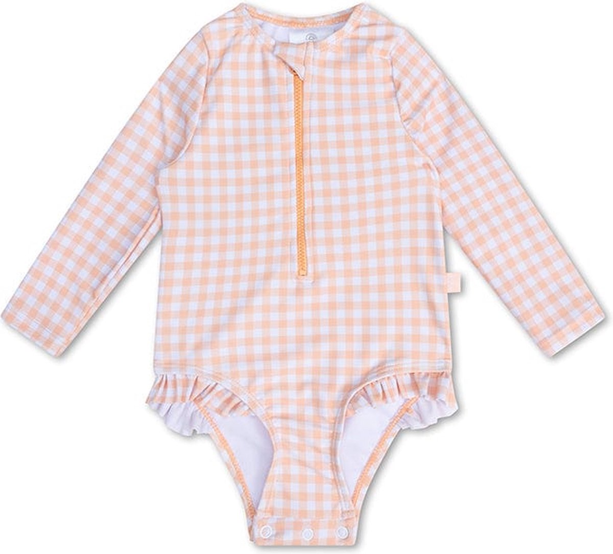 Swim Essentials UV Badpak Meisjes Met Lange Mouwen - Oranje/Wit - Sunset Grid — afbeelding 12