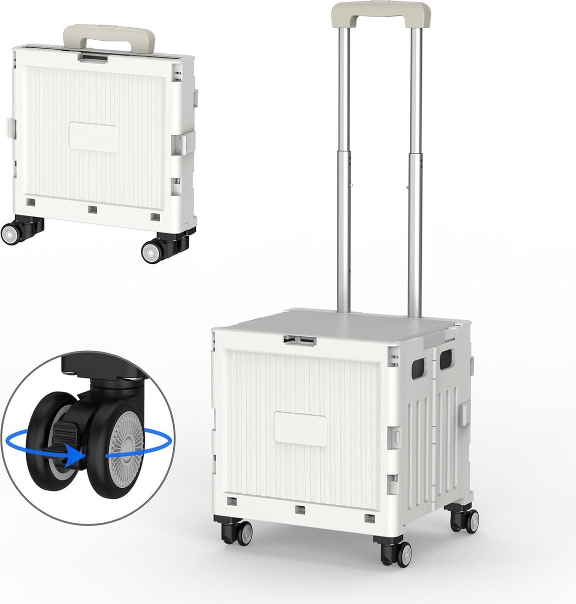 Opvouwbare Boodschappen Trolley met 4 Wielen en Verstelbare Aluminium Handgreep