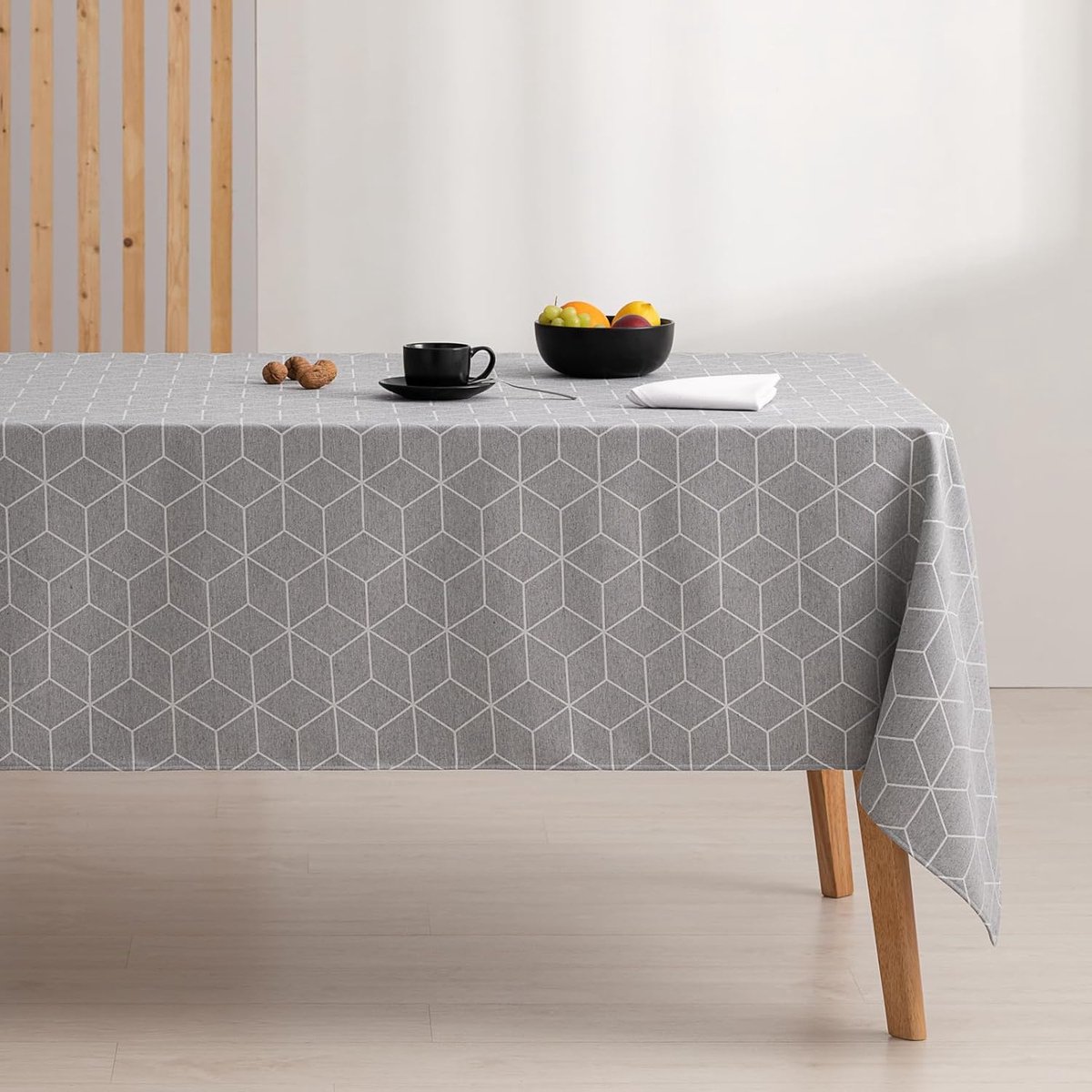Anti-vlek geometrisch tafelkleed 140 x 240 cm grijs