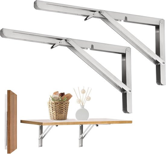 Opvouwbare Plank Beugels, 30cm Vouwplankbeugel roestvrijstalen klapconsole, 2 stuks Wandbeugel Opvouwbare Plank Beugels, 30cm Vouwplankbeugel roestvrijstalen klapconsole, 2 stuks Wandbeugel