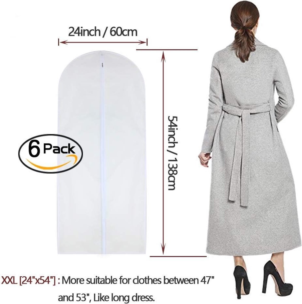 2 Pièces Housse Robe de Mariée,180x60cm Housse Robe Longue,Sac de