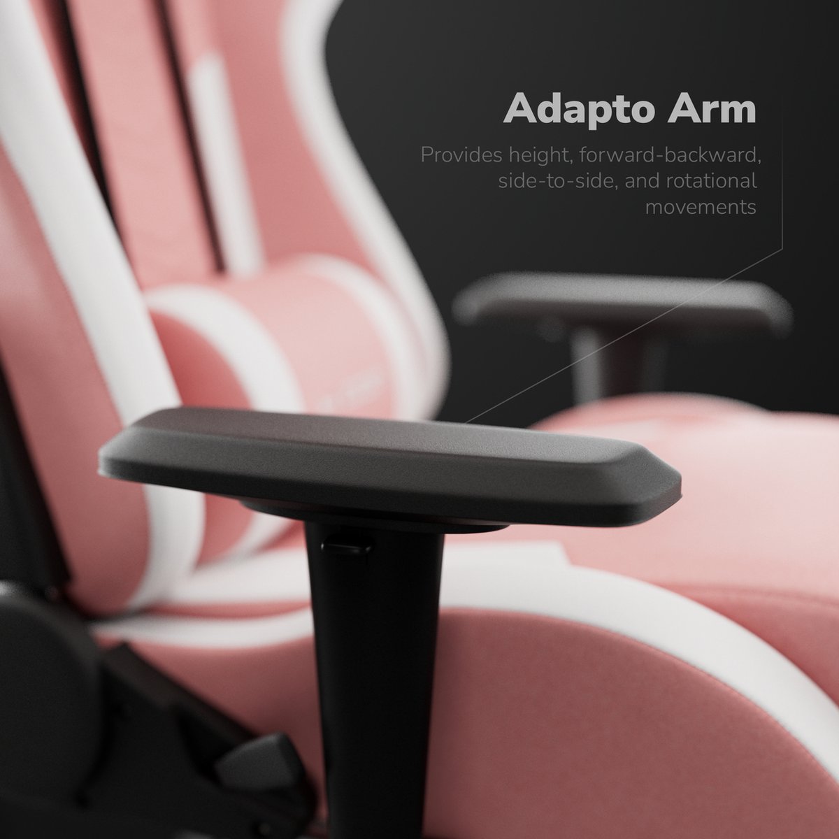 HICON Mondo Gamingstoel Verstelbaar 150 kg Wit Roze - afbeelding 3