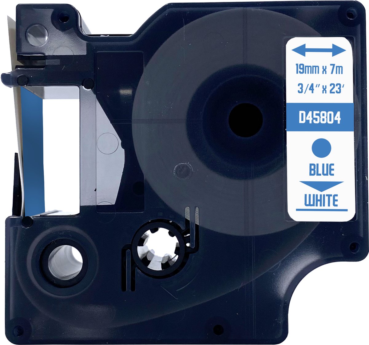 DULA Dymo D1 45804 - S0720840 - Compatible label tape - 1 lettertape - Blauw op wit - 19mm x 7m
