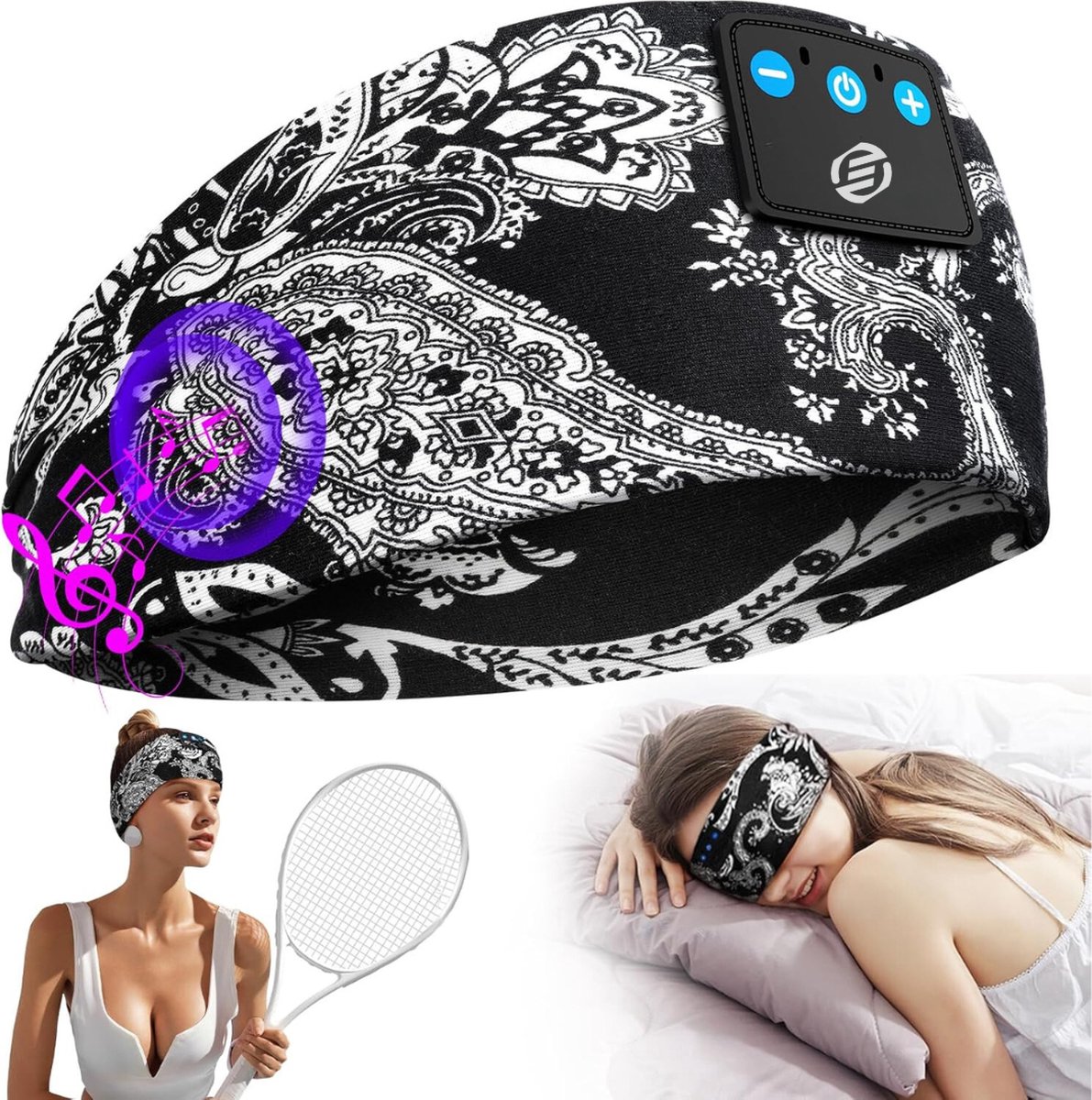 Equivera Slaapmasker Bluetooth - Slaap Koptelefoon - Hoofdband met Speakers - Mannen en Vrouwen - Slaapmasker met Speakers - 100% Verduisterend - Incl. White Noise en Binaural Beats