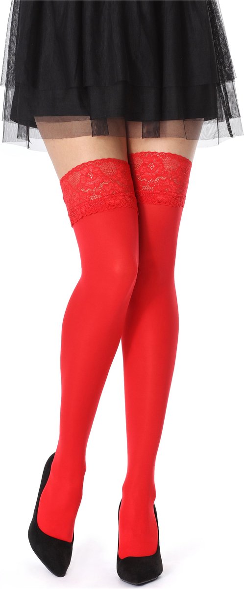 Bellivalini Dames Hold-Up Kousen - 40 Denier - licht glanzend - elastisch - Polyamide - BLV-FI-1004 - Rood