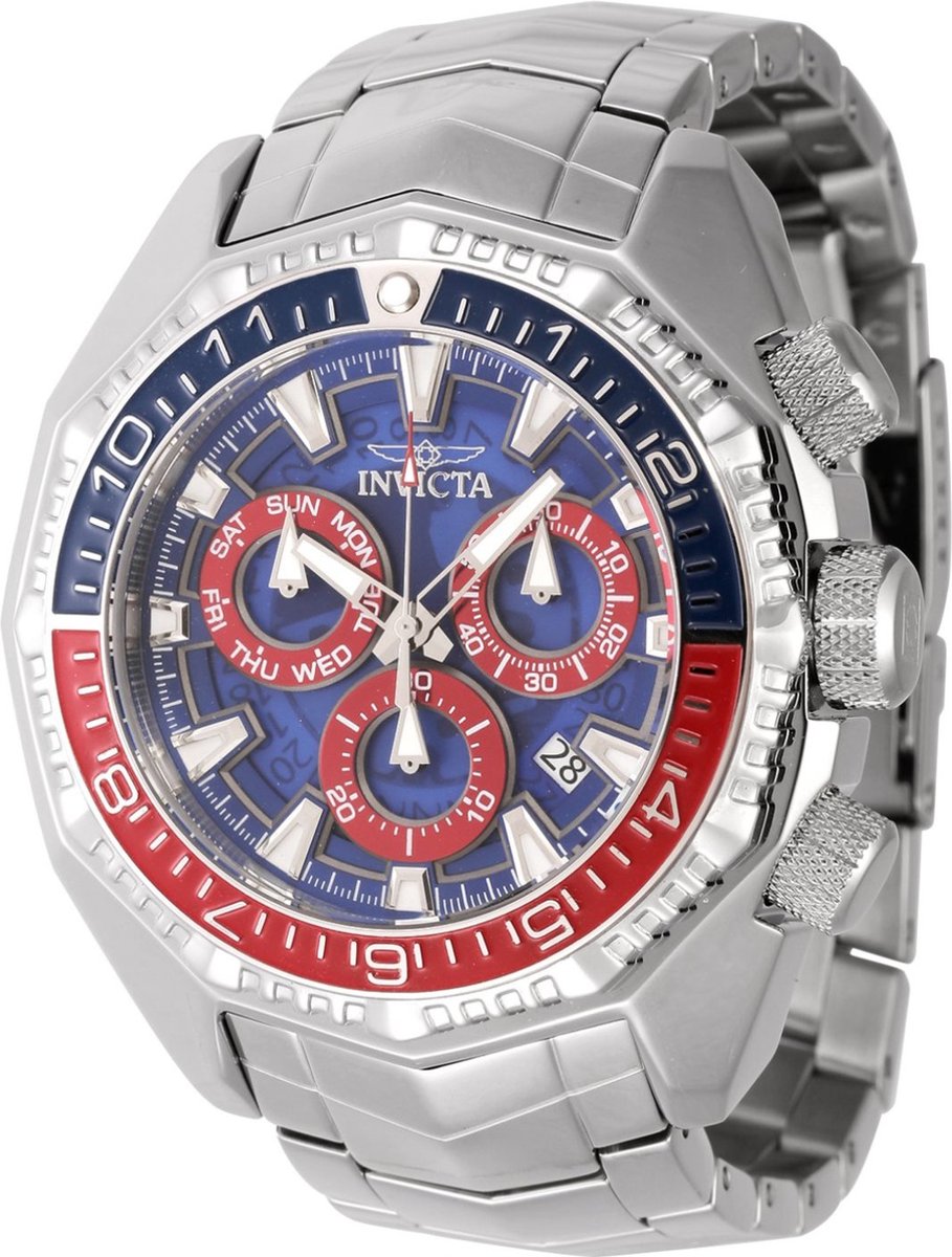 Invicta Akula 44296 Heren Horloge - Waterdicht - Analoog - Quartz Uurwerk - Roestvrij Staal met blauwe Wijzerplaat -55mm