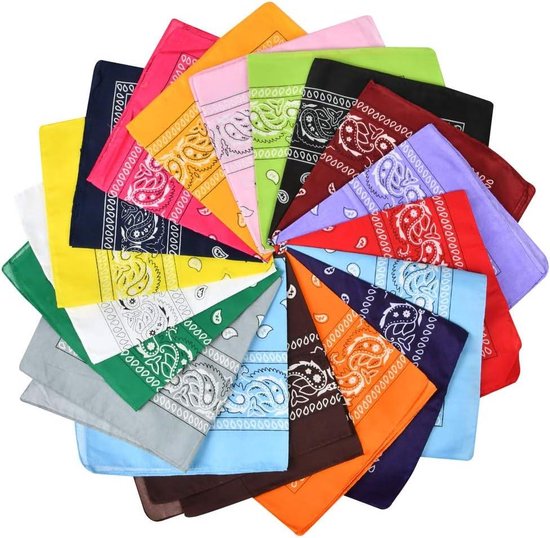 Foto: Multifunctionele bandana sjaal 20 stuks paisley patroon grote zakdoeken uniseks halsdoeken diverse kleuren heren en dames 55 x 55 cm