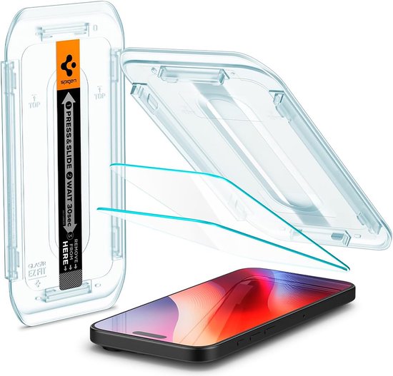 Spigen Screenprotector geschikt voor iPhone 16 Pro Max - Tempered Glas met Montage 2 stuks - Transparant