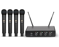 Karaoke set - Karaoke machine R5 draadloze microfoon professionele UHF 4 dynamische microfoon handheld microfoonsysteem voor home karaoke vergadering feest kerk DJ bruiloft home KTV set met draadloze microfoons