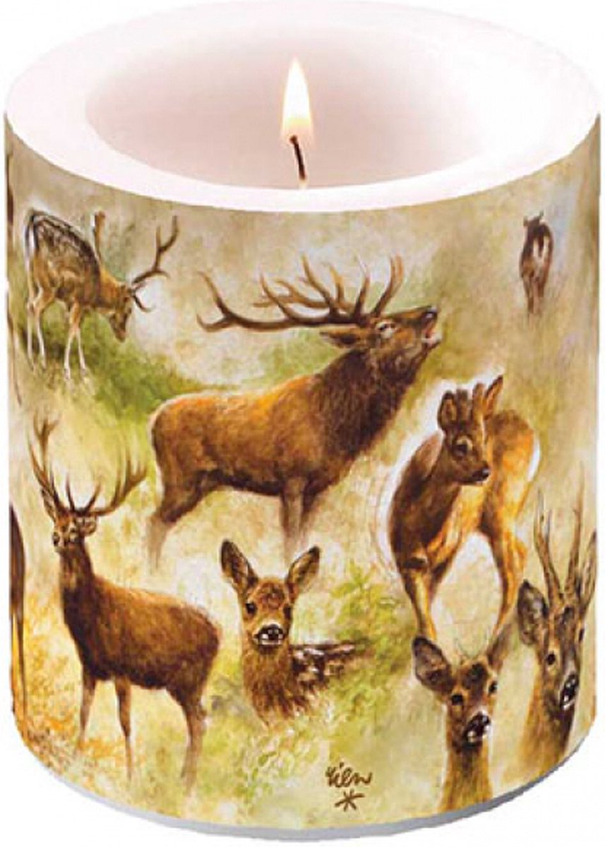 Ambiente - Kaars - Collage of Deers - 45 branduren