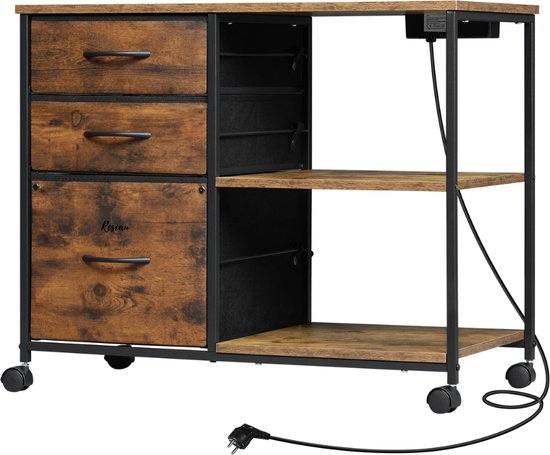 Meubles pour tourne-disques - Armoire IP - Armoire à disques - vinyle - Disques - Table d'impression - Avec prise et prise - Système de rangement - 80x66x40 Cm - Bois/Tissu