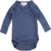 Barboteuse cache-coeur en laine manches longues - Laine Mérinos - Vintage Indigo - 68 - 6 à 9 mois
