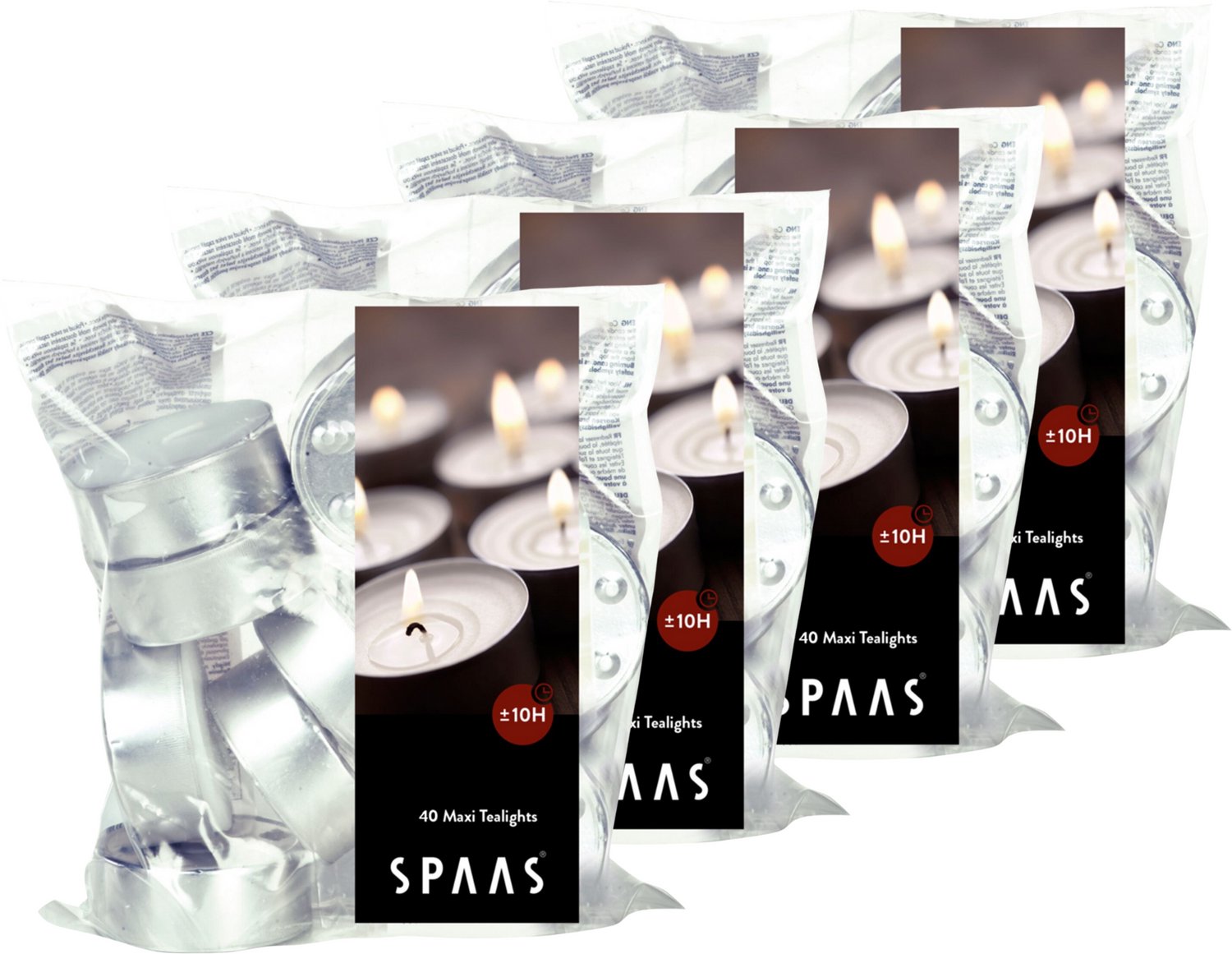 SPAAS Kaarsen - Theelichten XL Zak Voordeelverpakking - ±10h - Waxinelichtjes Ø6cm - Wit - 4 x 40 stuks