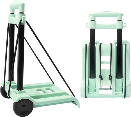 Opvouwbare steekwagen, met geruisloze, slijtvaste PU-tankwielen en verstelbare aluminiumlegering, 60 kg / 132 lbs capaciteit en lichtgewicht (3,9 lbs), draagbare heavy-duty en duurzame trolley dolly