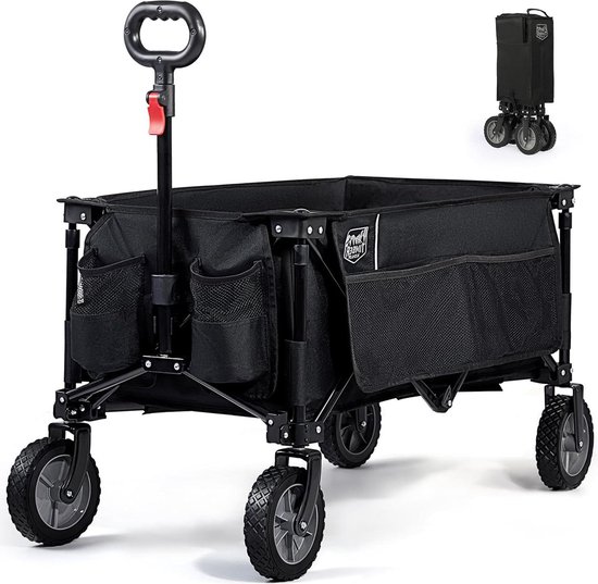 Roues 360° Tout Terrain Chariot Pliable Main Pour Plage Et Camping - 80kg Charge, Roues 360°, Poche Et Porte-Gobelet - Transport Facile Les Meilleurs Chariots De Plage
