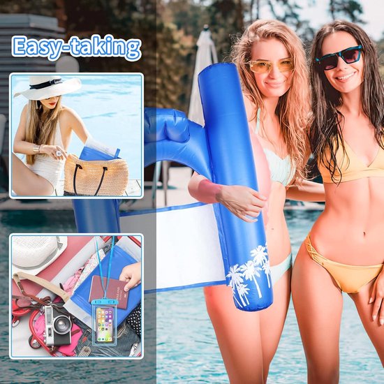 Waterzwembad hangmat met bodemgaas en waterdicht telefoonzakje - Opblaasbaar waterhangmat van AquaFloat — afbeelding 5