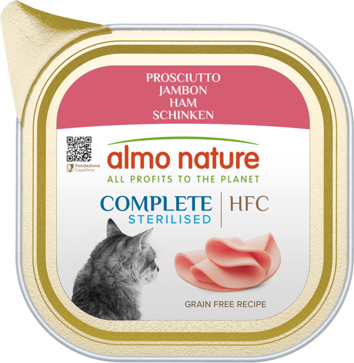 34x Almo Nature HFC Alu Kattenvoer Nat Blikje Ham 85 gr
