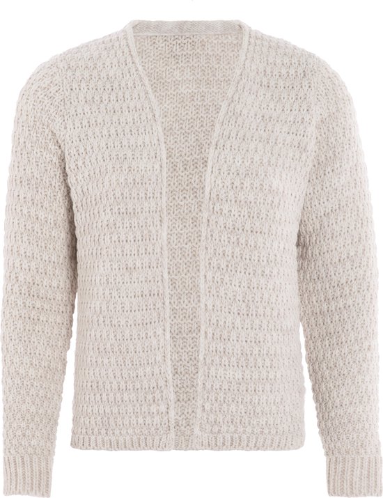 Knit Factory - Becky Gebreid Vest - Gebreide dames cardigan - Kort vest op heuphoogte - Damesvest gemaakt uit 30% wol en 70% acryl - Beige - 36/38