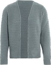 Knit Factory - Cardigan tricoté Becky - Cardigan tricoté pour femme - Cardigan court à hauteur de hanche - Cardigan femme gris-vert en 30% laine et 70% acrylique - Stone Green - 40/42