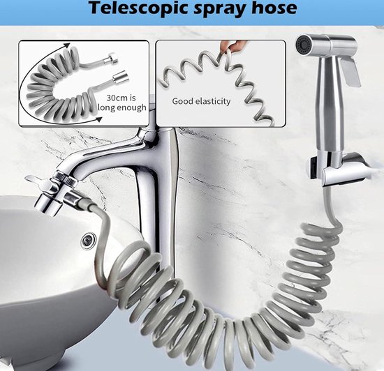 Roestvrij staal, hygiënische bidet, handdouche, toilet – set handdouche toilet met omstelventiel voor kraan – handdouche voor intieme hygiëne