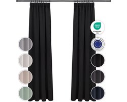 Blumtal Verduisteringsgordijn - Verduisterend Gordijn - Wasbaar - 140 x 225 cm - Zwart - Geplooid - Set van 2