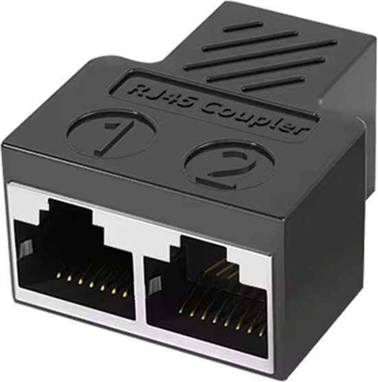 Foto: Qost rj45 splitter 1 naar 2 netwerk adapter cat5 cat 6 lan splitter ethernet netwerkaansluitingen zwart