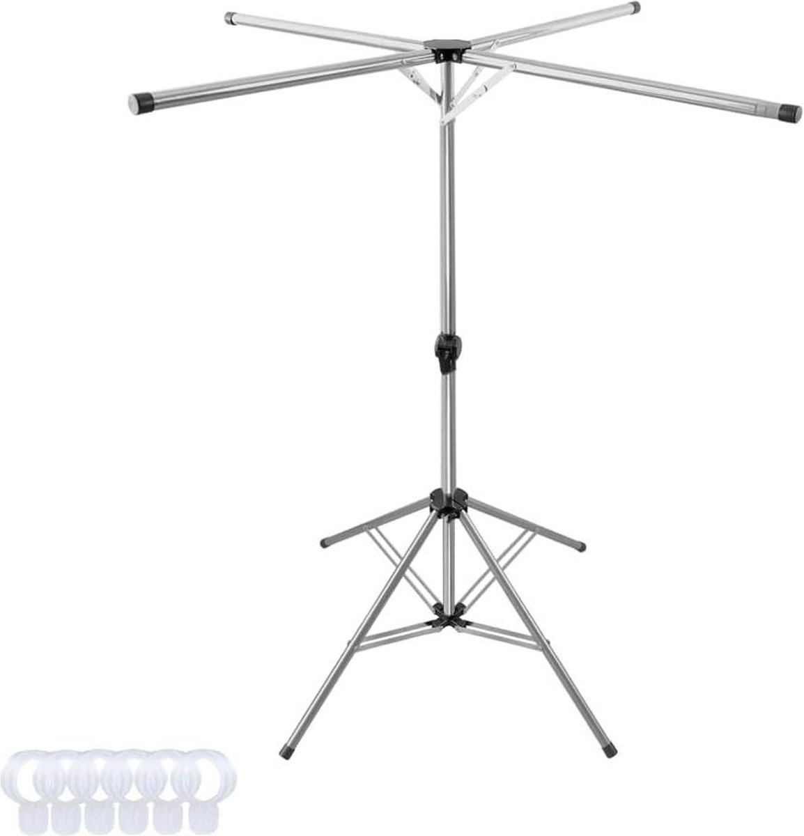 Goedkoopste Opvouwbaar droogrek roestvrij staal inklapbaar kledingstandaard - hangende luchter - hoogte verstelbaar - uitschuifbare rails - binnen en buiten - balkon - 4 poten