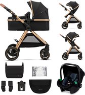Kinderkraft ESME - 3-in-1 Kinderwagen - Elegante Ontwerp - Omvormbare Wiegbak naar Buggy - TRAVEL SYSTEM met Autostoel en Adapteren - Geveerde TPE Wielen - Compacte Opvouwbaarheid - Accessoires Inbegrepen - Pure Black