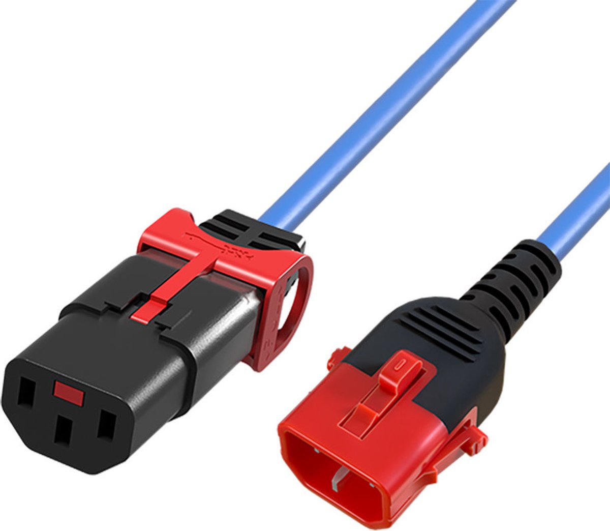 Image of ACT Netsnoer C13 IEC Lock+ - C14 IEC Lock Dual Locking blauw 3 m, PC3623 AK5520
