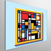 Pixel art mondriaan schilderij | Abstracte pixelcompositie geïnspireerd door Mondriaan's kleurrijke kunst | Kunst - 30x30 centimeter op Canvas | Foto op Canvas