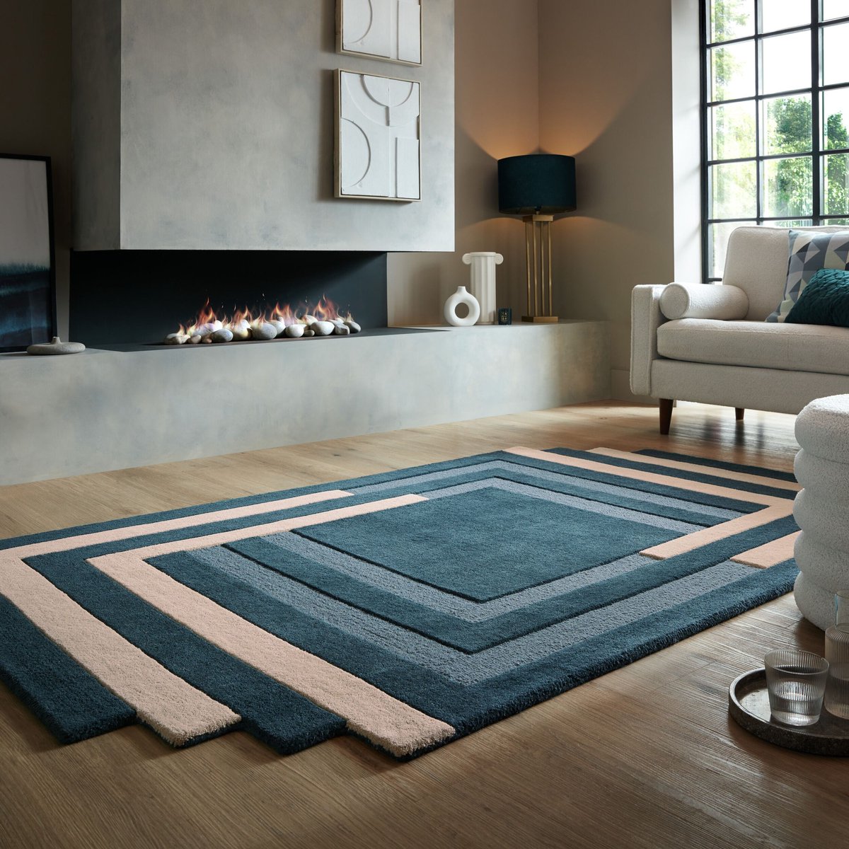 Flycarpets Abstract vloerkleed - Labyrinth Blauw 120 x 180 cm