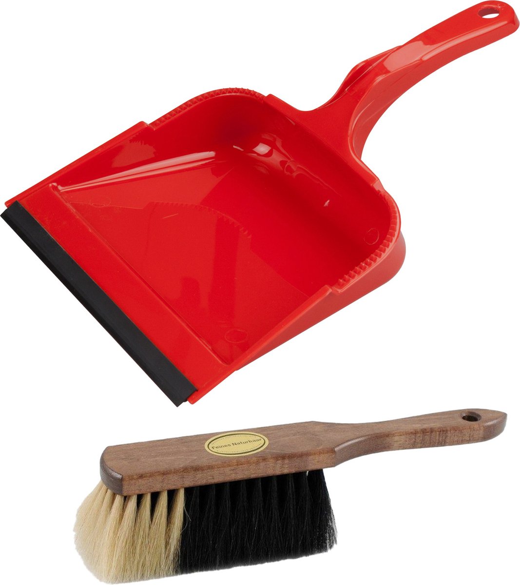 Goedkoopste Brumag Stoffer en blik set - Vienna - blik kunststof - rood - 35 x 23 cm - borstel zacht paardenhaar 29cm