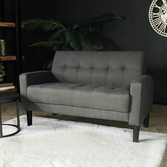 Zitbank 2 zits Ghislaine bankje grijs bankstel 120cm stof bank zetel