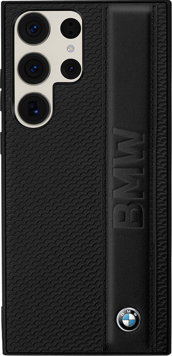 BMW Big Logo Leather Back Case - Geschikt voor Samsung Galaxy S23 Ultra (S918) - Zwart