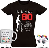 60 jaar Dames T-shirt + Koffiemok + Happy birthday bril - 60e verjaardag - feest - grappig - verjaardag - cadeau