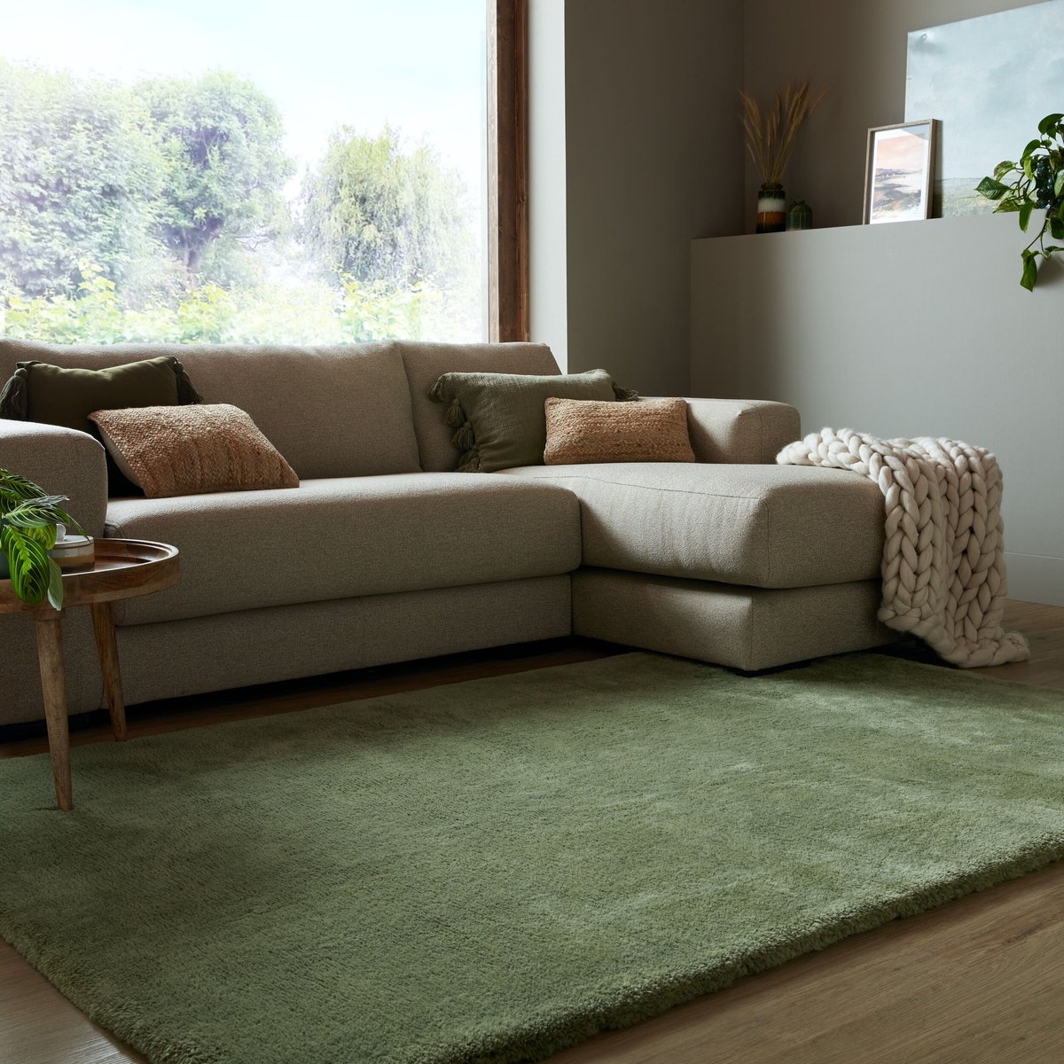 Flycarpets Hoogpolig vloerkleed Faroe Wol Look - Fluffy - Groen 200 x 290 cm