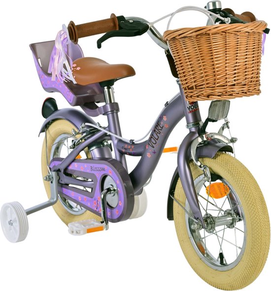 Volare Blossom Kinderfiets - Meisjes - 12 inch - Paars - Twee handremmen van Volare — afbeelding 5