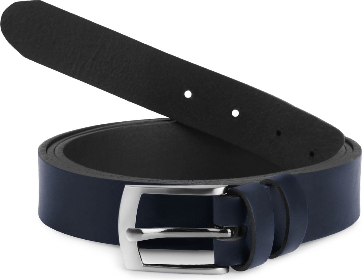 Ladeheid Herenriem - Riem - Broekriem - Verstelbaar - Leer - LA-EL-XXL - Marineblauw-4 (3 cm) - 140 cm