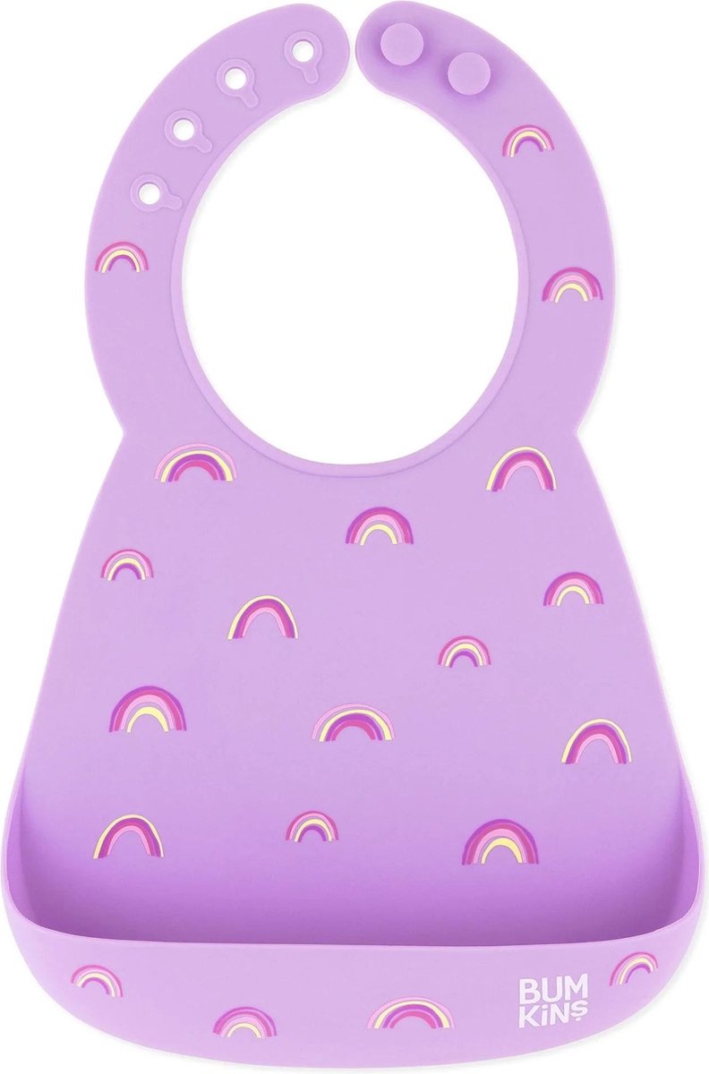 Goedkoopste Bumkins - Siliconen slab met opvangbakje - Lavendel Regenbogen (6-24 maanden