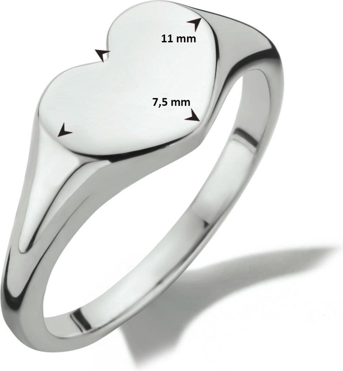 Gerhodineerd Zilver Graveerring Hart 1335050