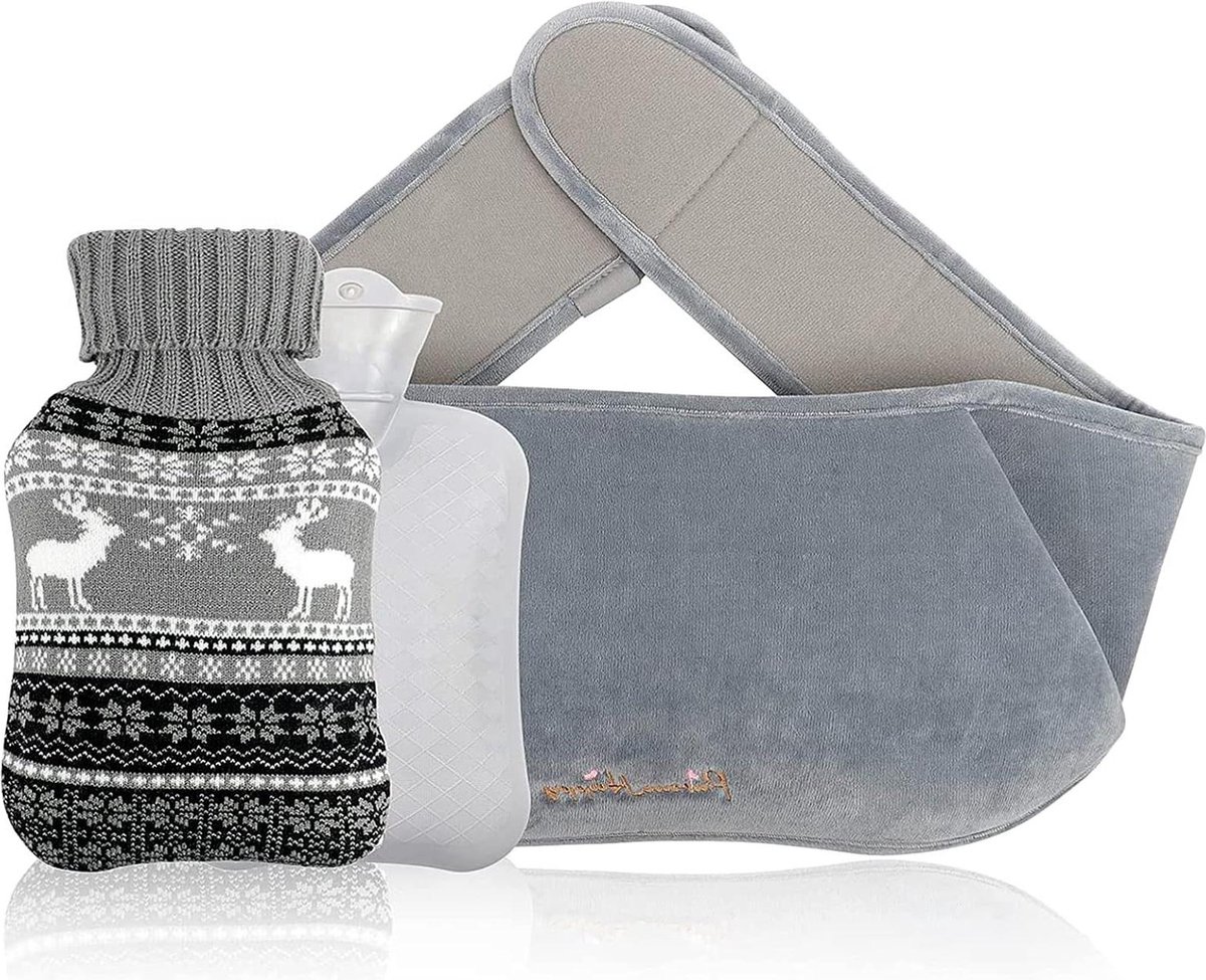 Goedkoopste Kruik Warmwaterriem 3-in-1 - Met Hoes - 1 Liter - Rubberen Set - Zacht Pluche - Groot - Draagbaar - PVC - Voor Kinderen en Volwassenen - Nek Hals