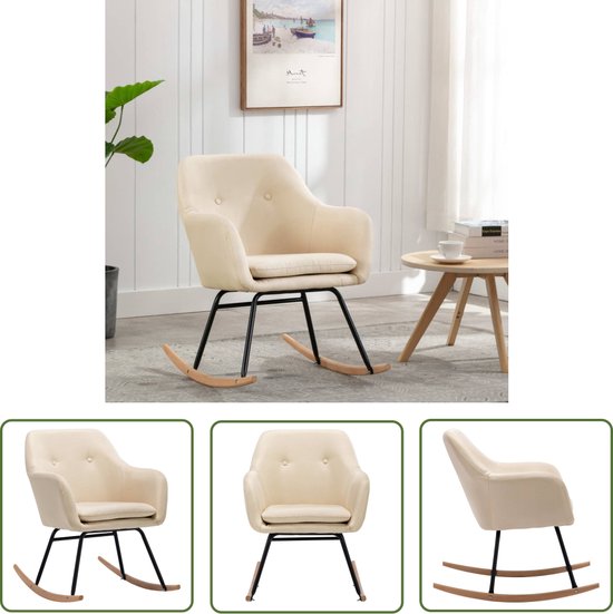 The Living Store Rocking chair - Crème - 60 x 71 x 79 cm - Capacité de charge 110 kg
