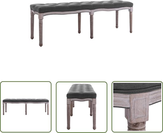 The Living Store Canapé Antique - Rembourré - 150x40x48 cm - Gris foncé