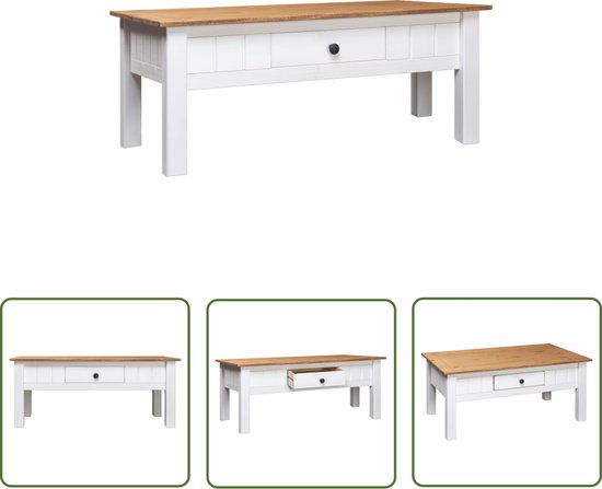 vidaXL Massief Grenenhouten Wandtafel Panama Range Wit Haltafel Bijzettafel