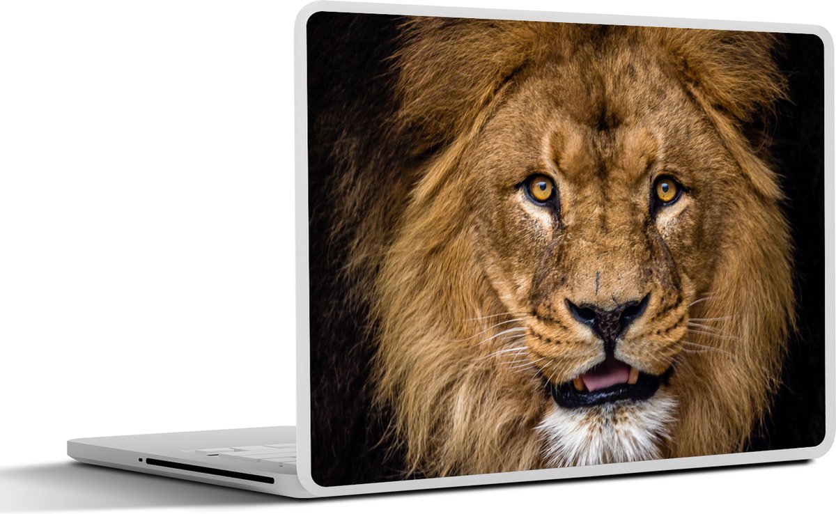 Laptop sticker - 10.1 inch - Leeuw - Portret - Zwart - Dieren - 25x18cm - Laptopstickers - Laptop skin - Cover