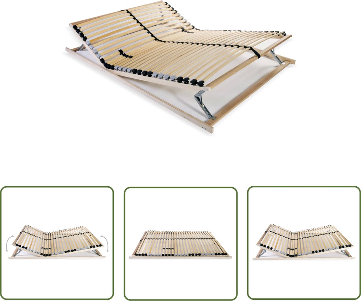 vidaXL Houten Bedbodems - Lattenbodem - Lattenbodem met 28 latten 7 zones 120x200 cm - Slaapcomfort - Beukenhout - Berkenhout