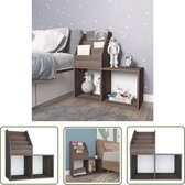 vidaXL Houten Kast - Kinderboekenschrank - Kindertijdschriftenrek 71x30x78,5 cm hout grijs en eikenkleur - Opslagkasten - Kinderspeelgoed Opslaan - Organisatie