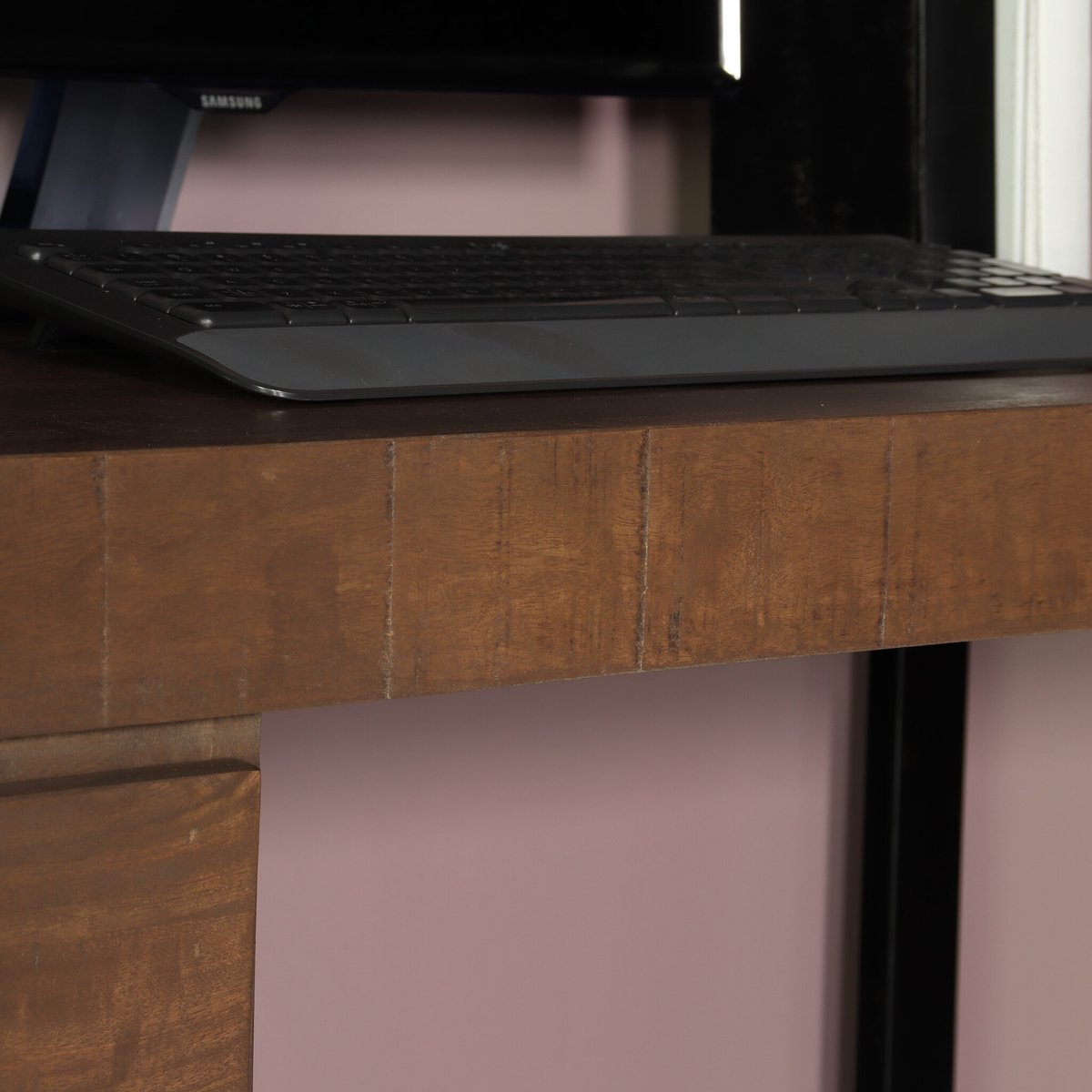 Lizzely Garden & Living Bureau Nicko 145cm walnoot bruin industrieel duurzaam massief mangohout